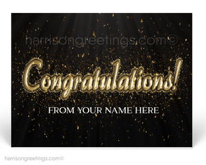 Congratulatons Congrats Postcards Black and Gold