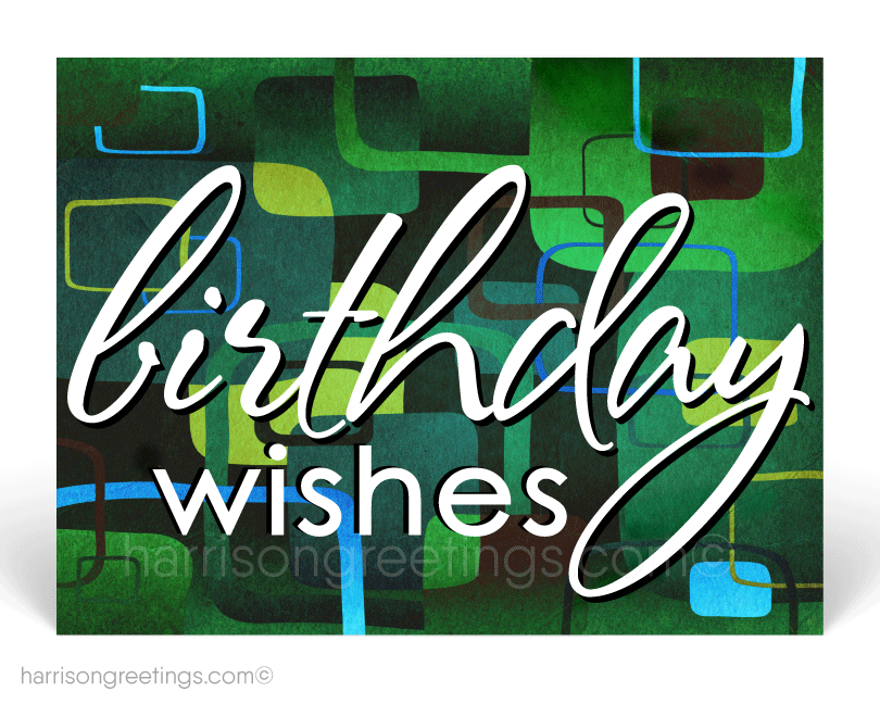 Retro Modern Happy Birthday Postcards for Clients