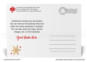 Merry Christmas Red and Gold Traditional Holiday Postcards for Business