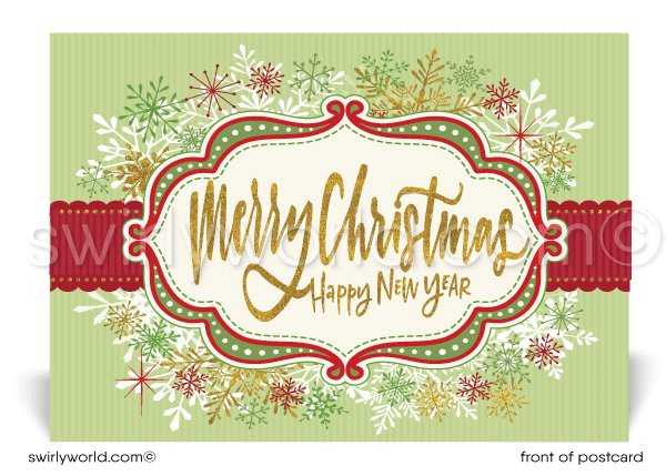 Corporate Merry Christmas Retro Modern Happy Holiday Postcards