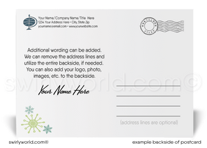 Vintage Snowflakes Blue and Green Rustic Christmas Happy Holiday Postcards