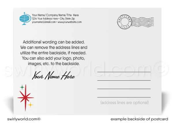 Cute Retro Modern Joyful Snowman Merry Christmas Holiday Postcards.