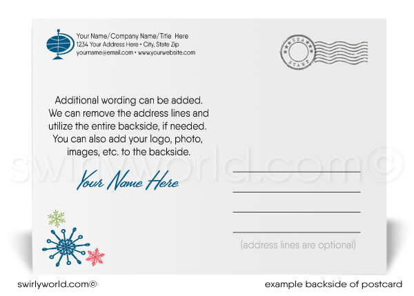 Retro Modern Reindeer Merry Christmas Holiday Postcards for Business.