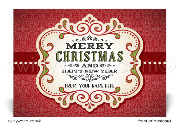 Vintage Retro Art Deco Old Fashioned Merry Christmas Holiday Postcards