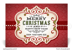 Vintage Retro Art Deco Old Fashioned Merry Christmas Holiday Postcards