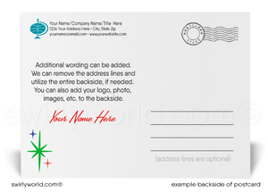 Exclusive Happy New Year Postcards with Popping Champagne Bottles, Confetti, Retro Typography, and Black Backdrop