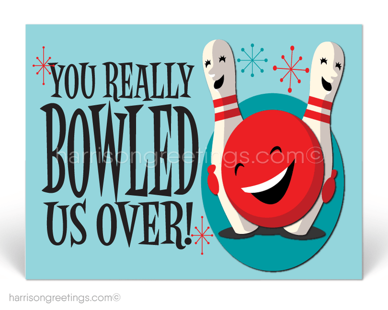 You Really Bowled Us Over Thank You Postcards for Customers