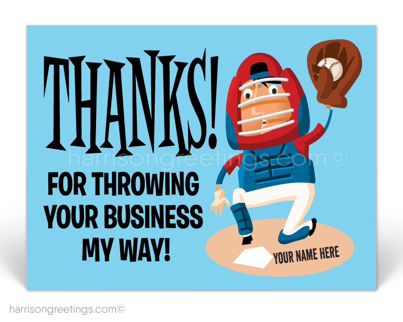 Baseball Thank You Business Postcards for Customers