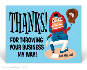 Baseball Thank You Business Postcards for Customers