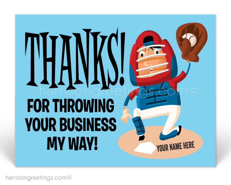 Baseball Thank You Business Postcards for Customers