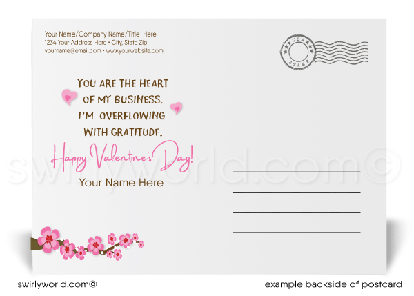 Cute retro bird house with birds digital download happy Valentine's Day postcards for Realtors®.