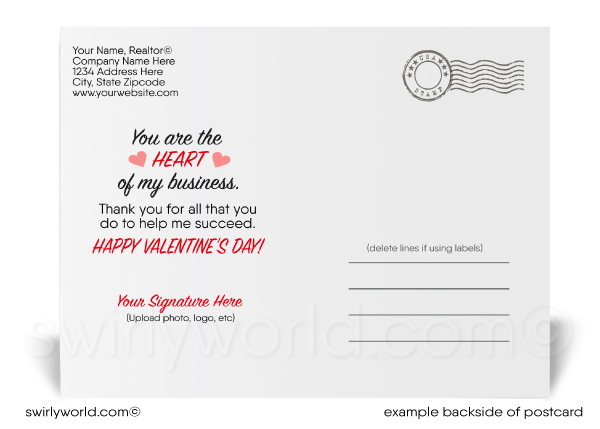 You are the HEART of my business funny cupid with arrow unique happy Valentine's Day postcards for customers.