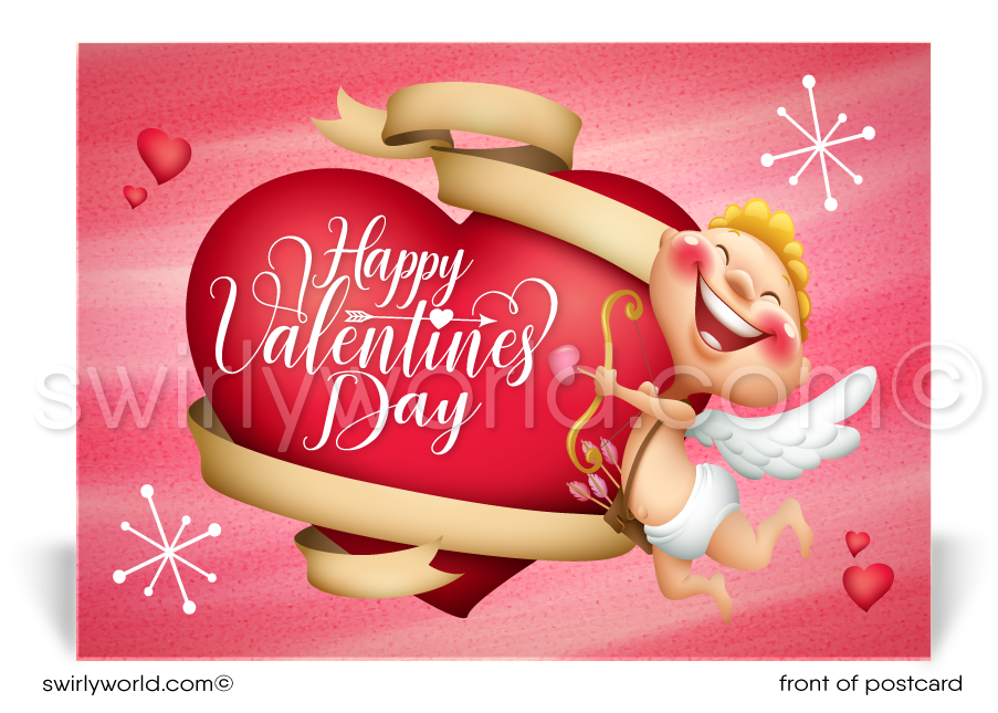 You are the HEART of my business funny cupid with arrow unique happy Valentine's Day postcards for customers.