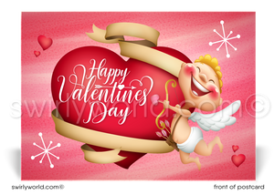 You are the HEART of my business funny cupid with arrow unique happy Valentine's Day postcards for customers.