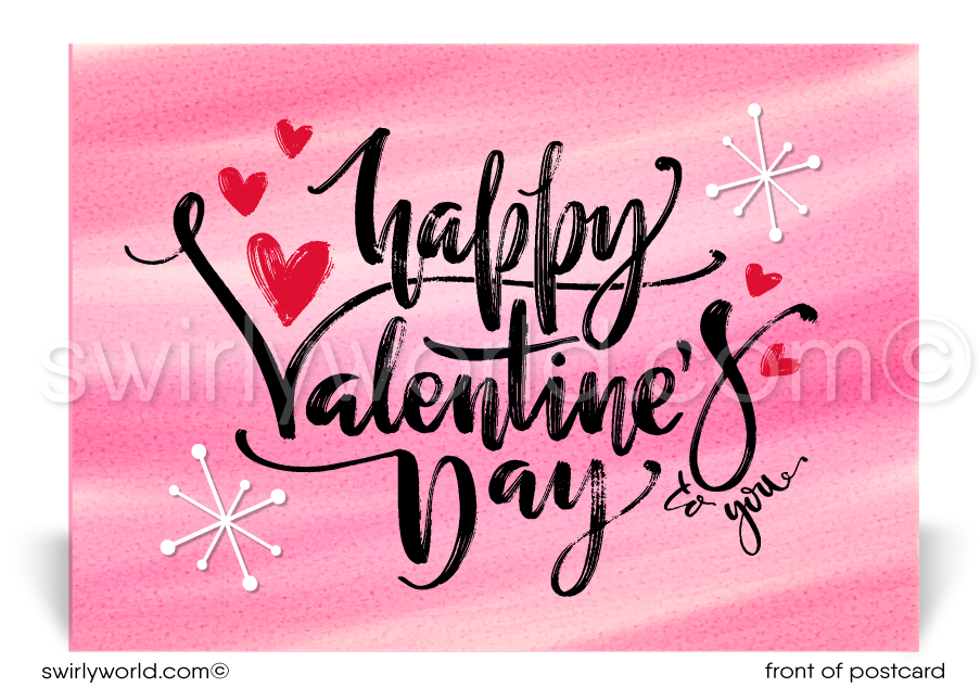 Retro Professional Happy Valentine's Day Postcards for Business