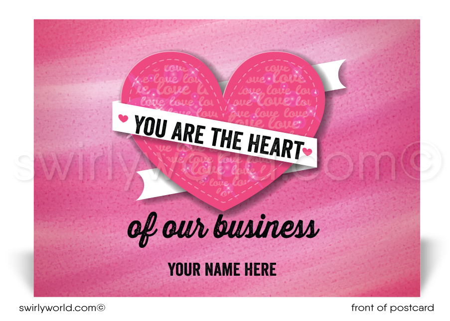 Client Corporate Business Valentine's Day Postcards. Heart of my business.