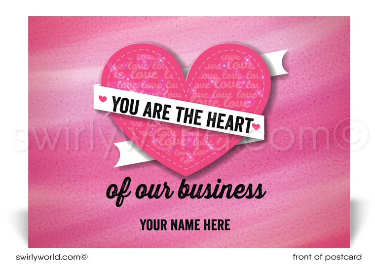 Client Corporate Business Valentine's Day Postcards. Heart of my business.