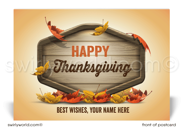 Traditional Professional Corporate Company Business Thanksgiving Postcards for Clients