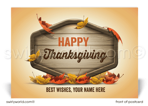 Traditional Professional Corporate Company Business Thanksgiving Postcards for Clients