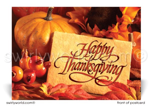 Traditional Professional Corporate Company Business Thanksgiving Postcards for Clients