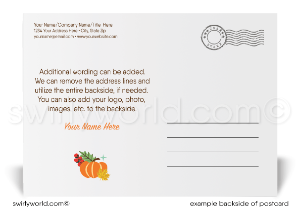 Whimsical Corporate Company Business Happy Thanksgiving Postcards