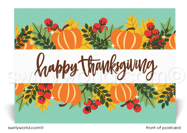 Whimsical Corporate Company Business Happy Thanksgiving Postcards