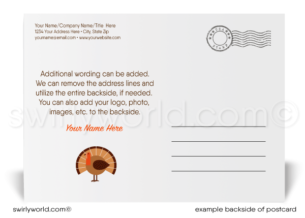 Retro Modern Customer Happy Thanksgiving Postcards for Business 