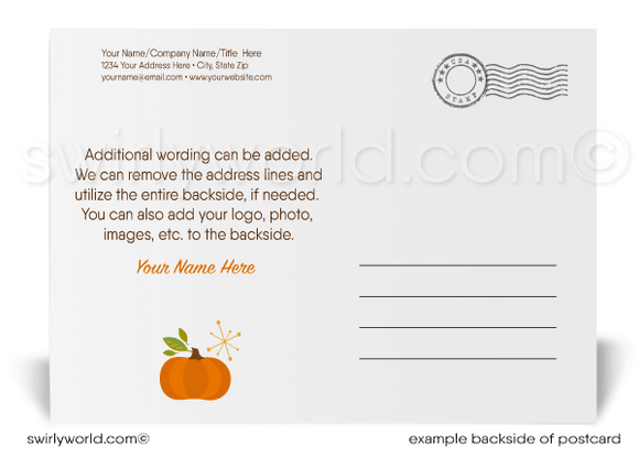 Cute Cartoon Turkey Professional Happy Thanksgiving Postcards for Customers.