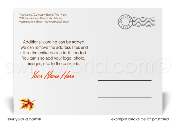 Professional Business Fall Autumn Season Marketing Retro Modern Happy Thanksgiving Postcards