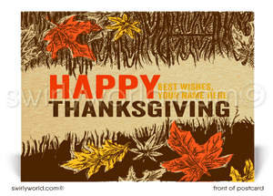 Professional Business Fall Autumn Season Marketing Retro Modern Happy Thanksgiving Postcards