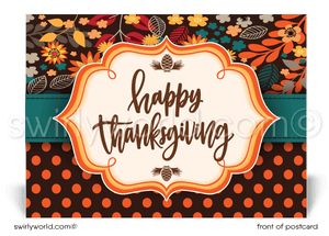 Whimsical Professional Company Business Happy Thanksgiving Postcards for Customers