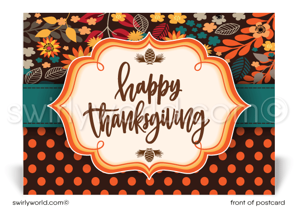 Whimsical Professional Company Business Happy Thanksgiving Postcards for Customers