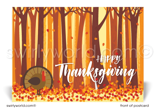 Professional Company Business Beautiful Happy Thanksgiving Postcards for Customers