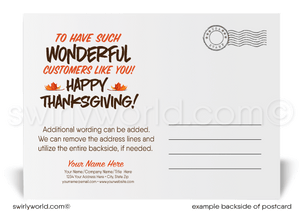 Funny Turkey Professional Business Happy Thanksgiving Postcards for Customers