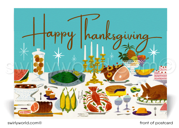 Vintage Retro Mid-Century Modern Professional Business Happy Thanksgiving Postcards