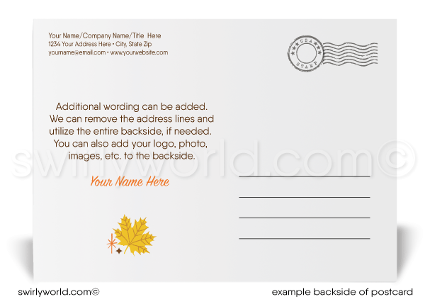 Retro Modern Professional Corporate Business Happy Thanksgiving Postcards for Clients