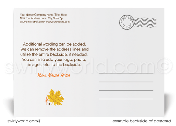 Retro Modern Professional Corporate Business Happy Thanksgiving Postcards for Clients