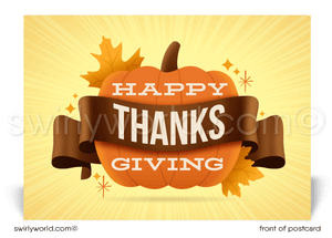 Retro Modern Professional Corporate Business Happy Thanksgiving Postcards for Clients