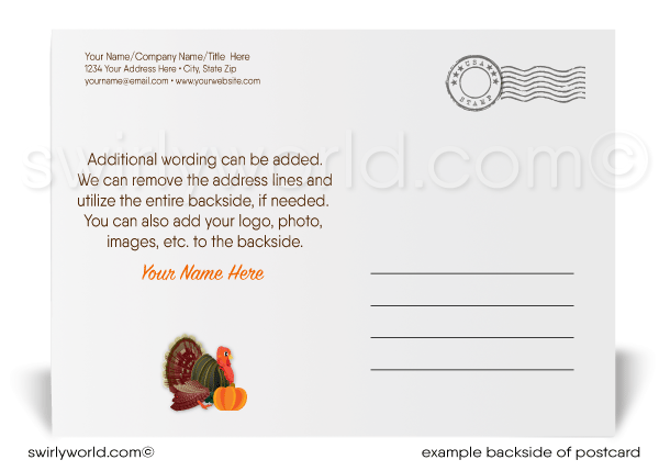 Autumnal Realtor Gratitude: Professional Happy Thanksgiving Postcards for Clients' Homes