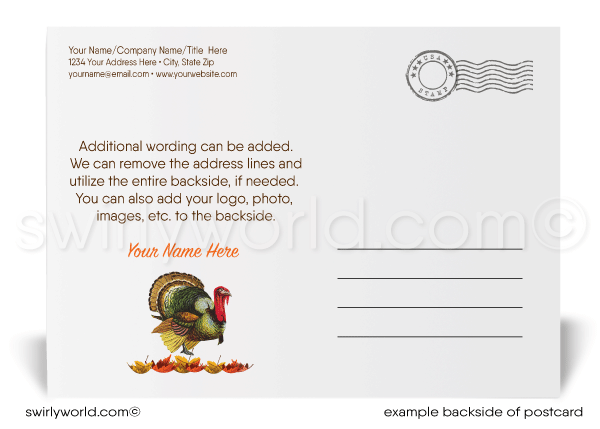 Vintage Mid-Century Modern Turkey Happy Thanksgiving Postcards for Business