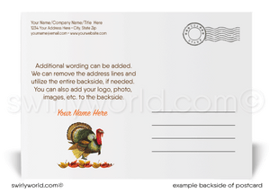 Vintage Mid-Century Modern Turkey Happy Thanksgiving Postcards for Business