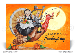 1950's Mid-Century Modern Vintage Happy Thanksgiving Postcards.