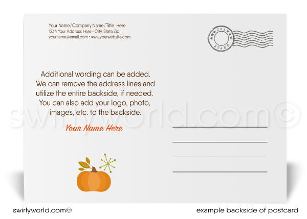 Retro Atomic Modern Turkey Professional Happy Thanksgiving Postcards for Business