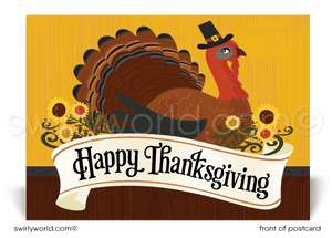 Professional Traditional Fall Autumn Season Marketing Cute Turkey Happy Thanksgiving Postcards
