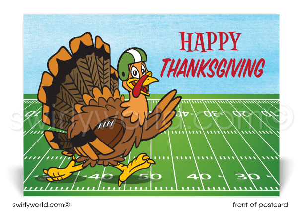 Turkey Bowl Football Happy Thanksgiving Postcards for Business Customers