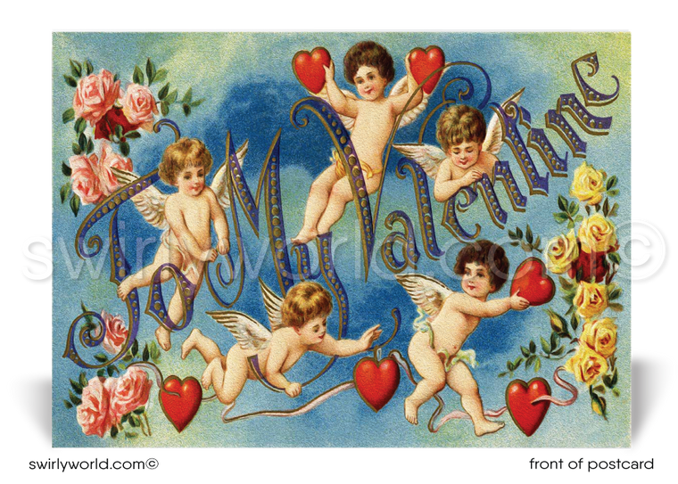 1920s Art Deco Vintage Victorian Happy Valentine's Day postcards