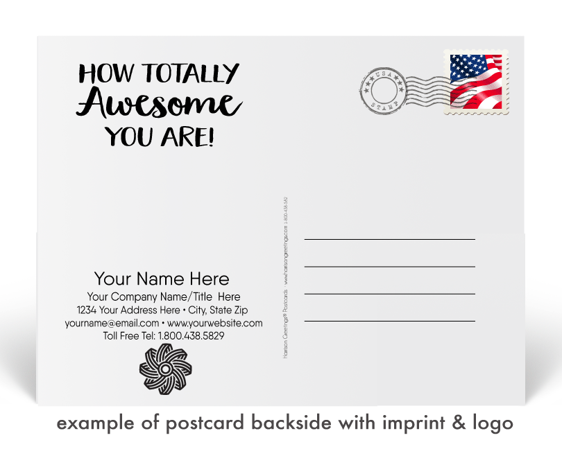 Postcard Backside Imprint - If Removed In Cart, You Will Not Receive a Proof or Custom Imprints