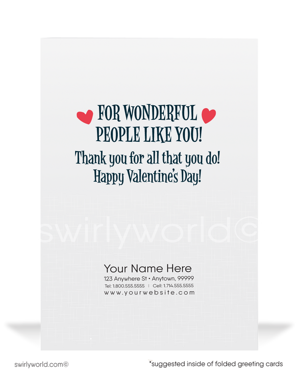 Cute Retro Modern Owl Business Valentine's Day Card