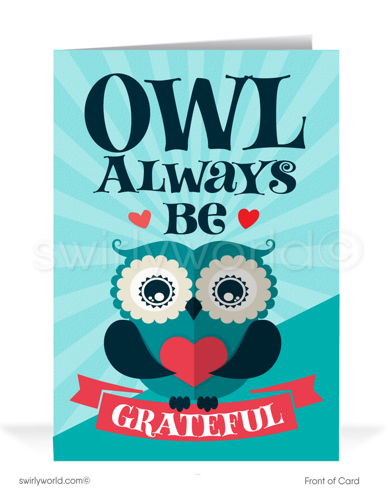 Cute Retro Modern Owl Business Valentine's Day Card
