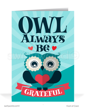 Cute Retro Modern Owl Business Valentine's Day Card